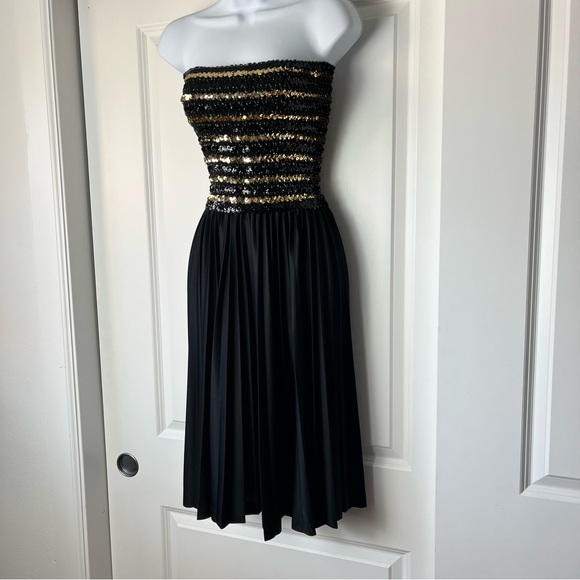 Vintage Vicky Vaughn Junior Sequined/Pleated Party Dress Sz 7 - Picture 3 of 12